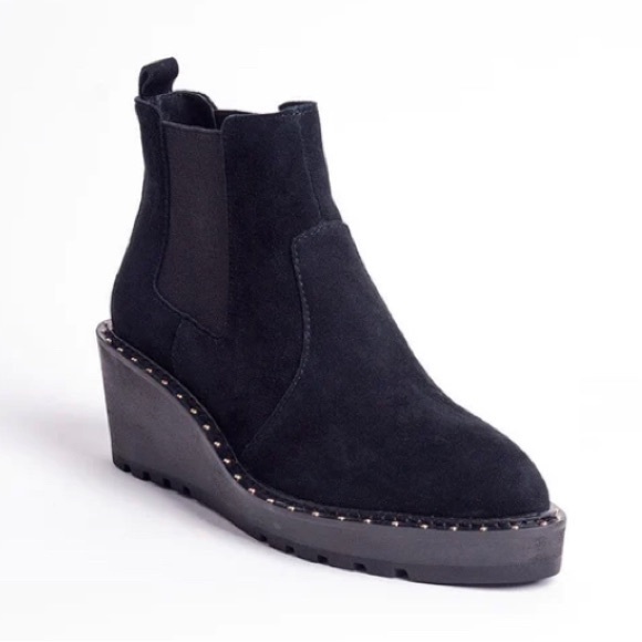 Cecelia New York Gemma Slip On Wedge Bootie in Black Suede 6 - Picture 1 of 10